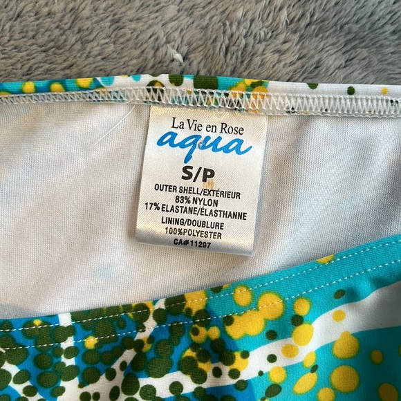 LA VIE EN ROSE💫Women’s Aqua/Yellow Printed Bikini Bottoms with Ring - Picture 7 of 11